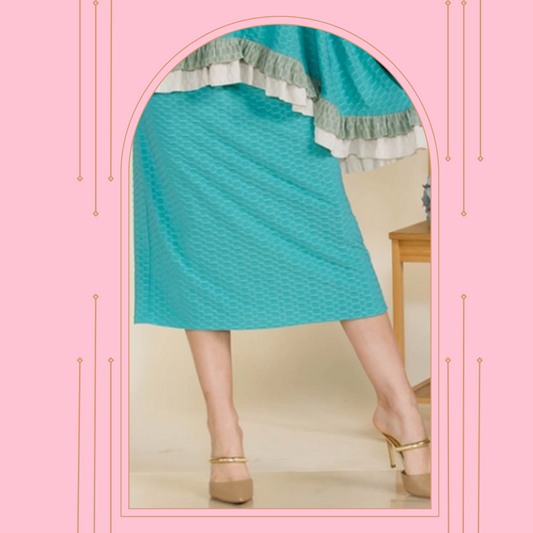 Restocked! MINT HONEYCOMB SKIRT   S-3X  Arriving In Stock: 2/4