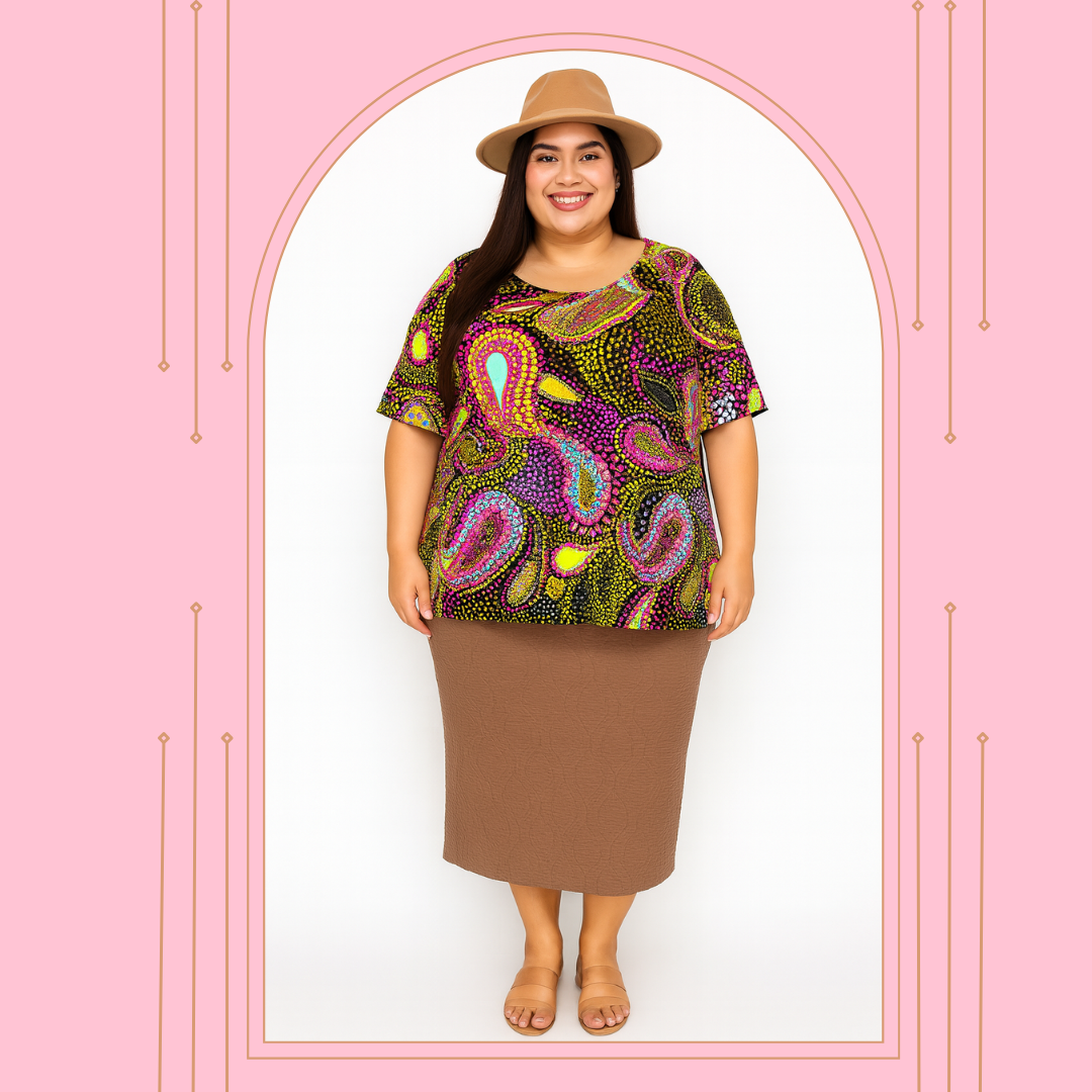 NEW! Paisley Multi Print Top: 1X-4X