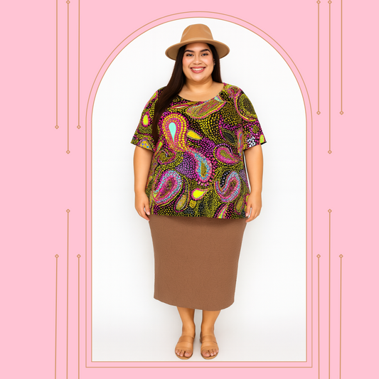 NEW! Paisley Multi Print Top: 1X-4X