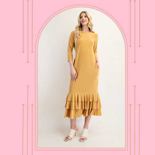 NEW! Mustard Layering Dress  S-3X