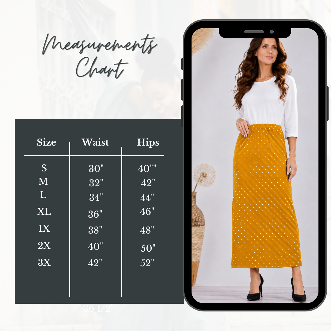 Pre-Order:  Mustard Polka Dot Maxi Skirt: S-3X  Arriving In Stock: Late July