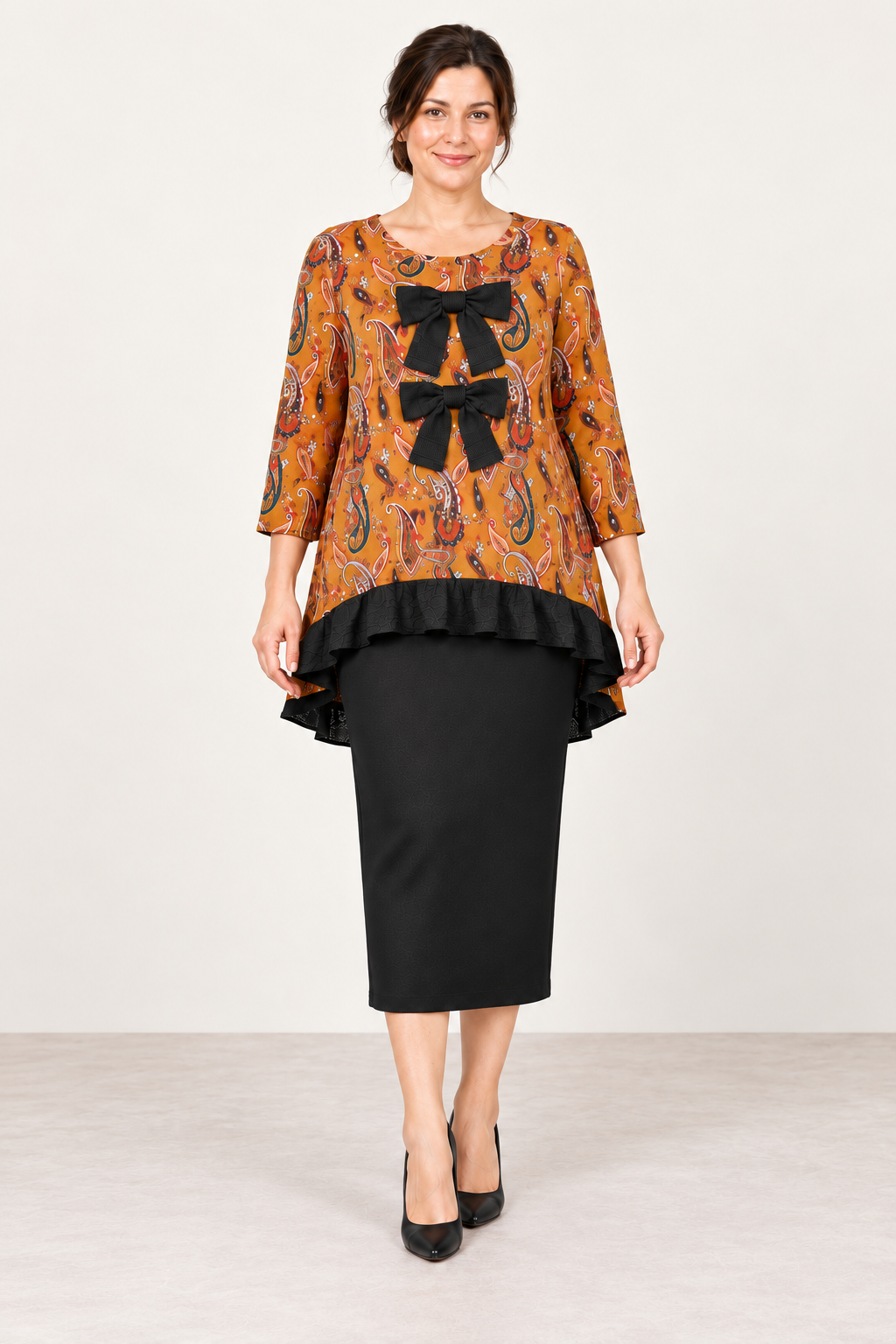NEW! Mustard Paisley Tunic Top: S-3X  Arriving in Stock: 9/16