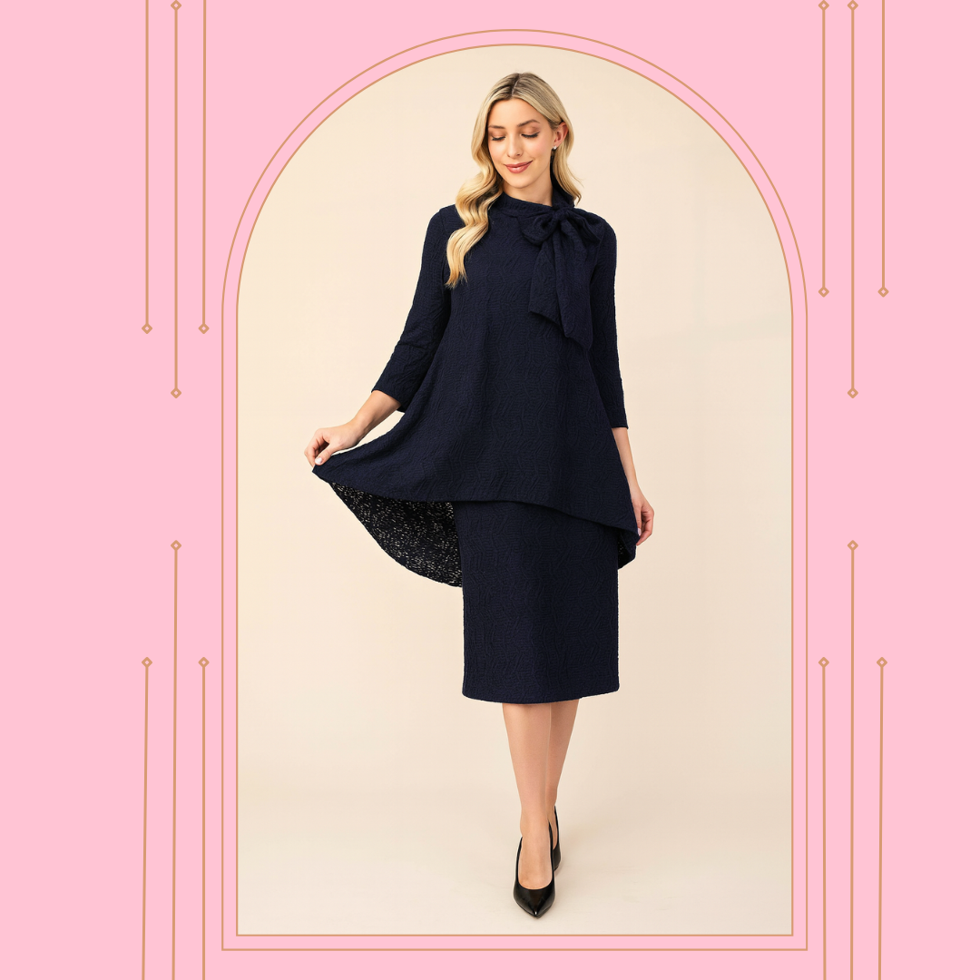NEW! Navy 35" Textured Skirt: S-4X  Arriving in Stock: 9/2