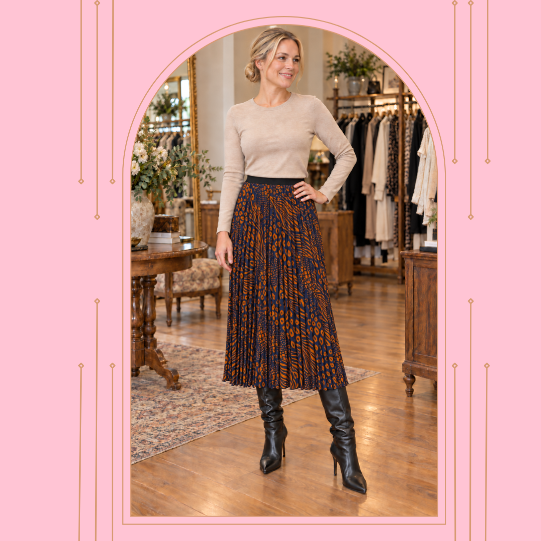 Navy/Rust Pleated Skirt S & XL  FINAL SALE! Cannot Be Returned1