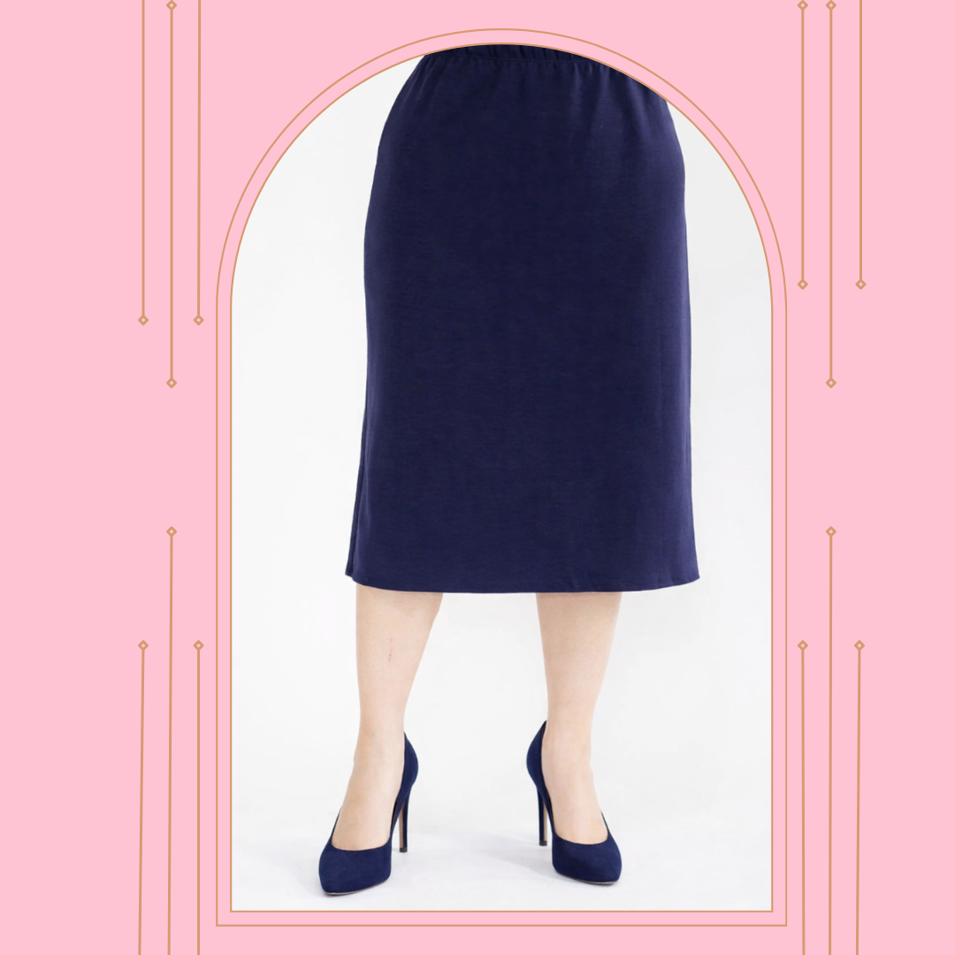 New!  Navy 33” Skirt: 1X-3X