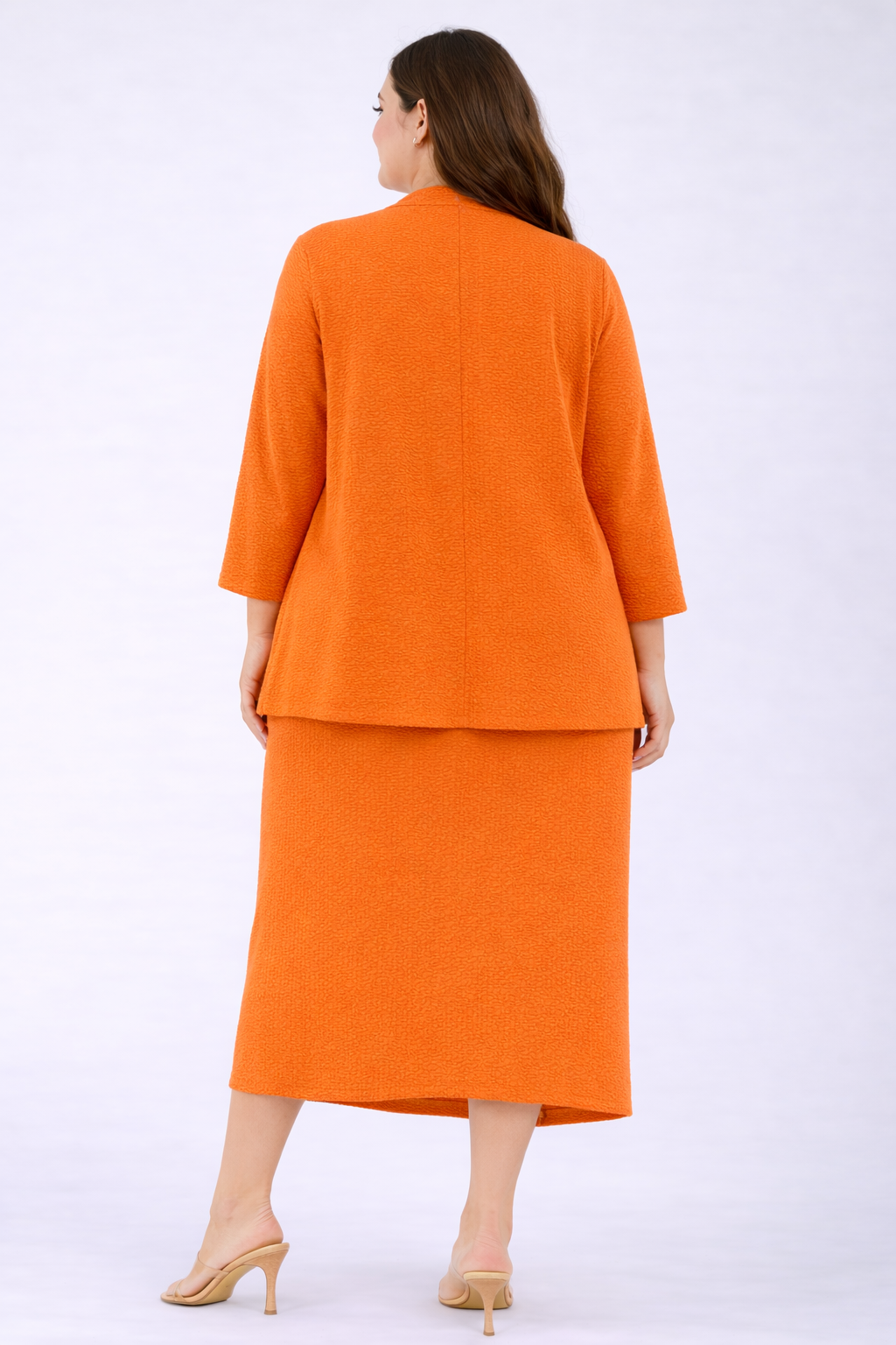 Orange (“Chenille”) Texture Knit Skirt: 1X-2X  FINAL SALE! Cannot Be Returned!