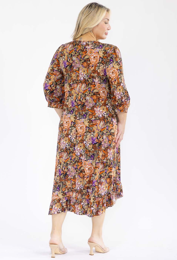 NEW! "SIERRA" Peach Floral Dress: S-3X