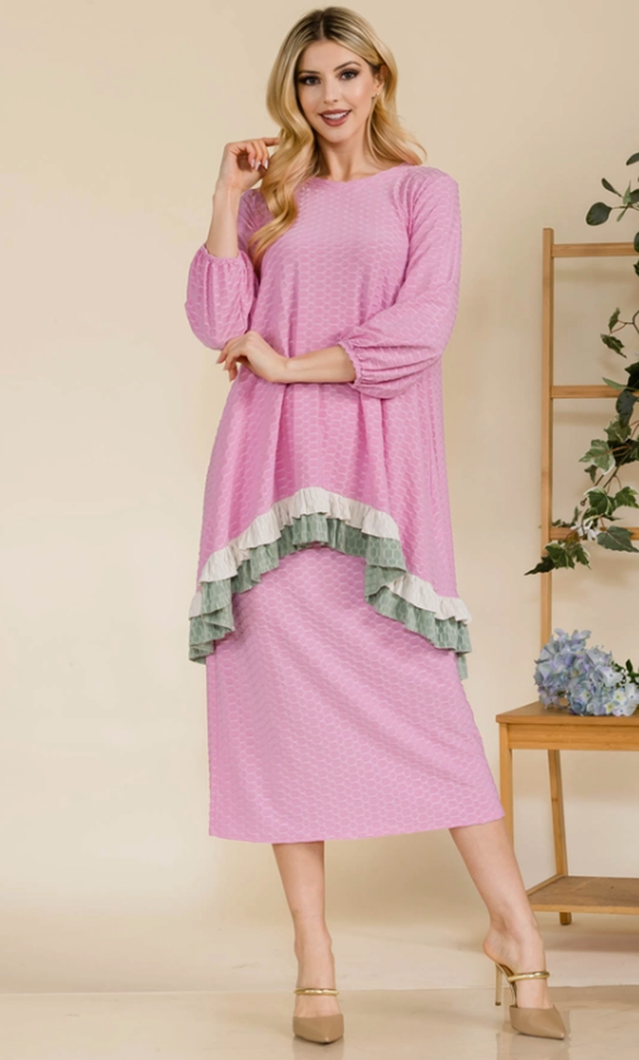 Pink Honeycomb Two Piece Set! L & 3X