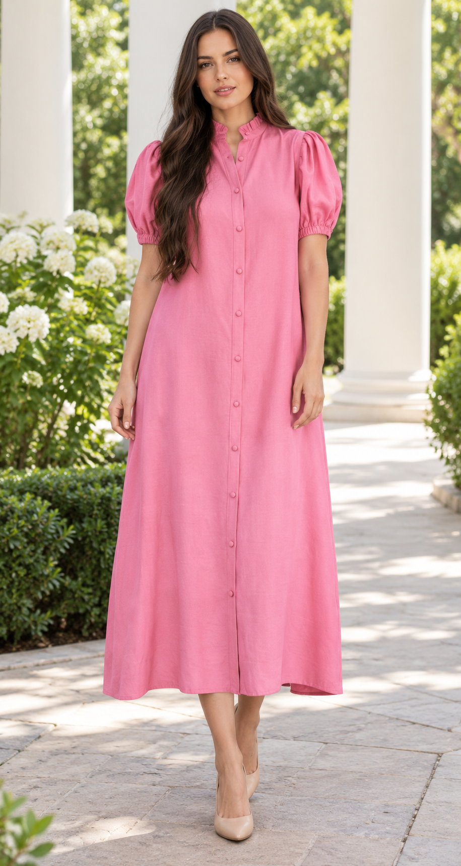 NEW! "Rosalie" Pink Shirt Dress: S-L  Arriving In Stock: 9/15