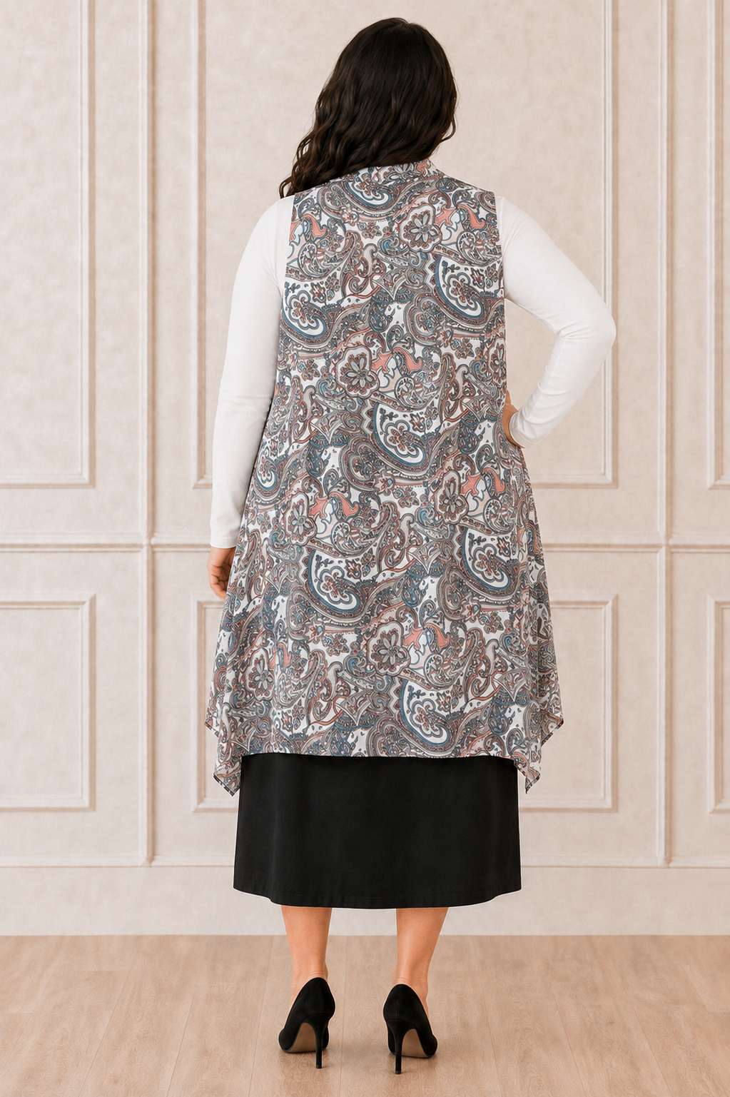NEW! Pink/Tan Paisley Plus Vest: XL-3X