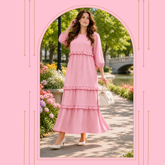 NEW! "Patti" Pink Ruffle Tiered Dress: S-3X  Arriving in Stock: 5/16