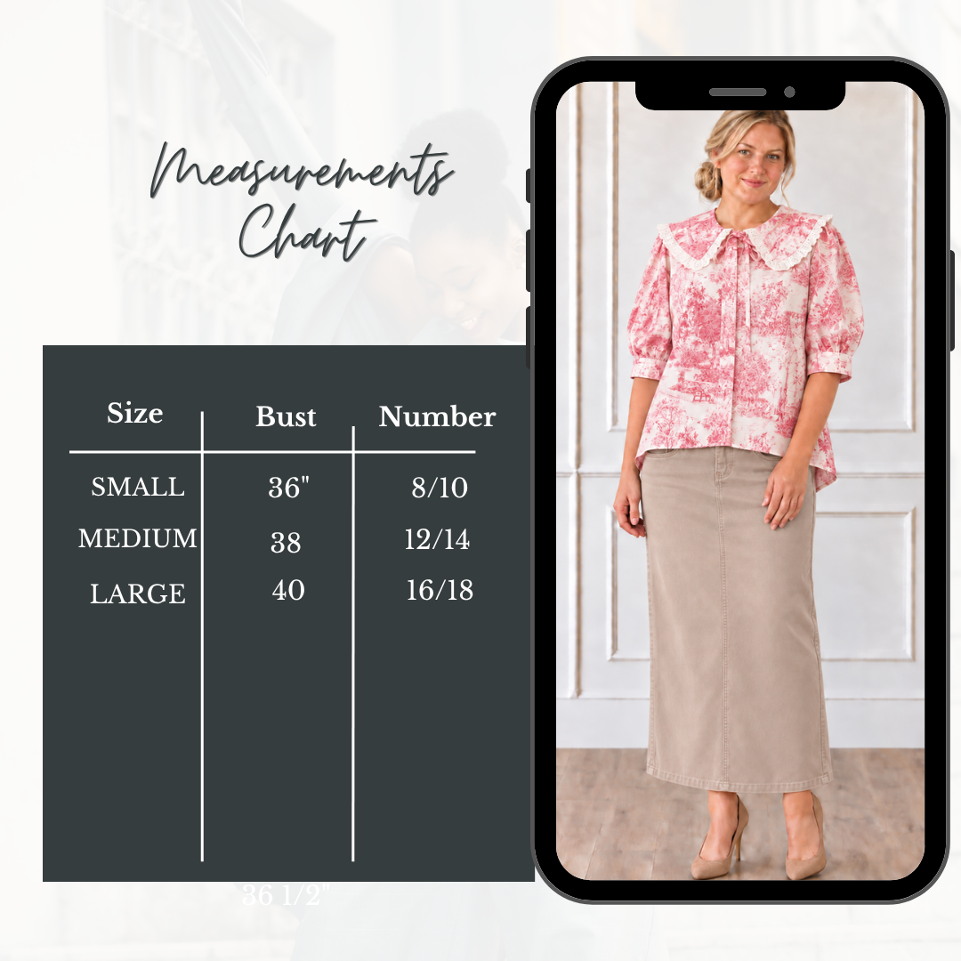 NEW!  Pink "Toile" Vintage Print Cotton Blouse:  S-L  Arriving in Stock: 9/15