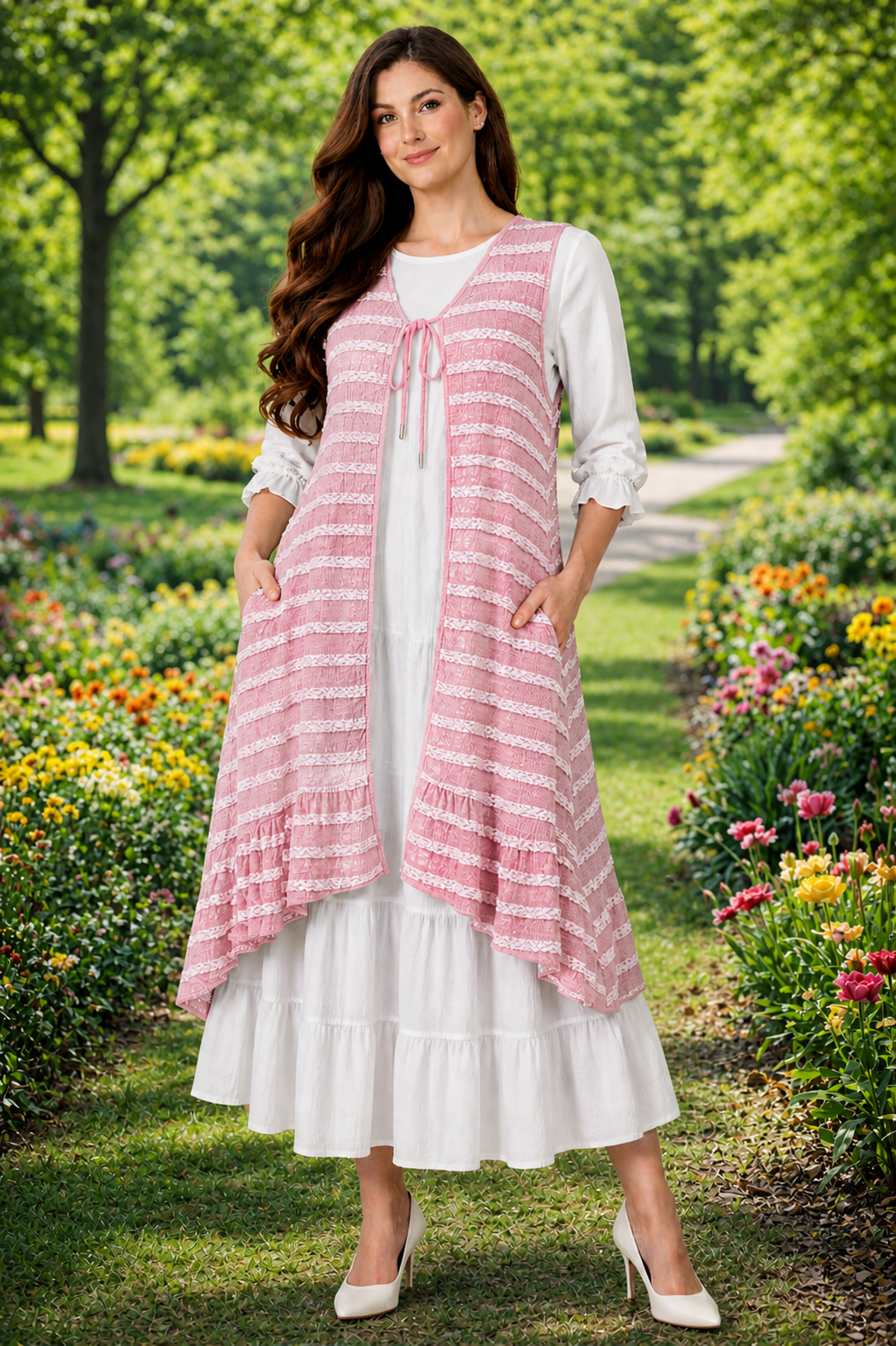 Pre-Order: NEW! Pink Ruffle Vest! Misses & Plus (Arrives in Stock: late May)