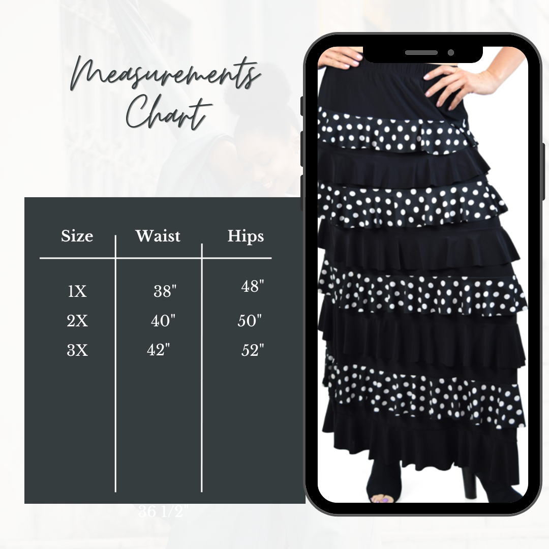 NEW! Black/White Polka Layered Skirt-1X-3X  Arriving In Stock: 1/15