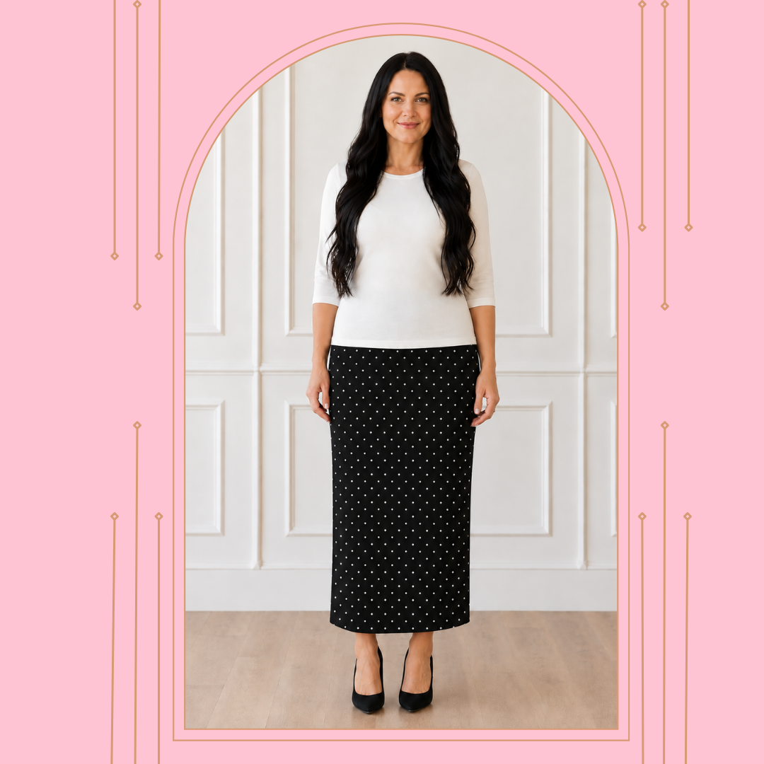 NEW! Black Polka Dot  Skirt: 34 " S-5X