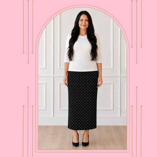 NEW! Black Polka Dot  Skirt: 34 " S-5X