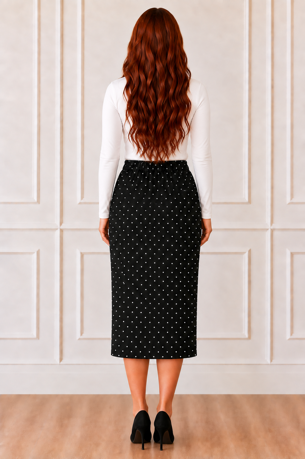 Black Polka Dot Skirt: 31" Length: S-5X