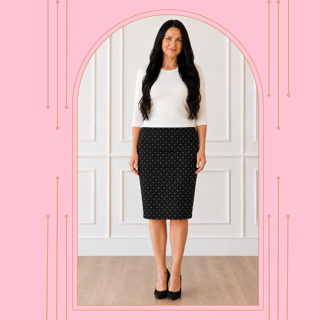 Black  Polka Dot  27" Skirt - S-5X