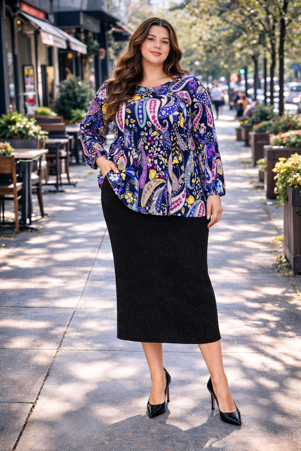 Purple Paisley Ex-Plus Top: 3X-5X Final Sale! Cannot Be Returned!