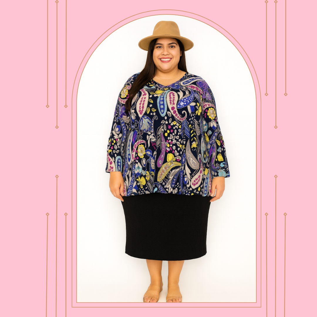 NEW! Purple Paisley Ex-Plus Top: 3X-5X