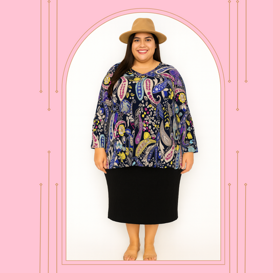 NEW! Purple Paisley Ex-Plus Top: 3X-5X