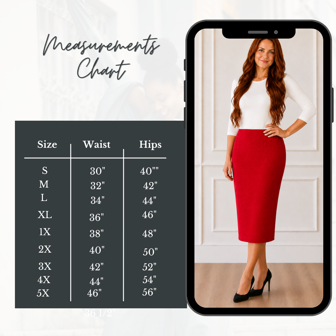 Red  (Waffle Knit) 31” Skirt: S-5X