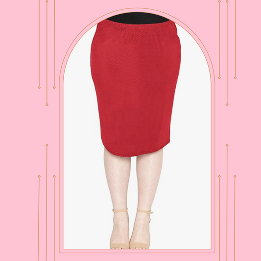 PRE-ORDER:  Red 28”. Midi Skirt:  S-3X  Arriving In Stock: 2/18