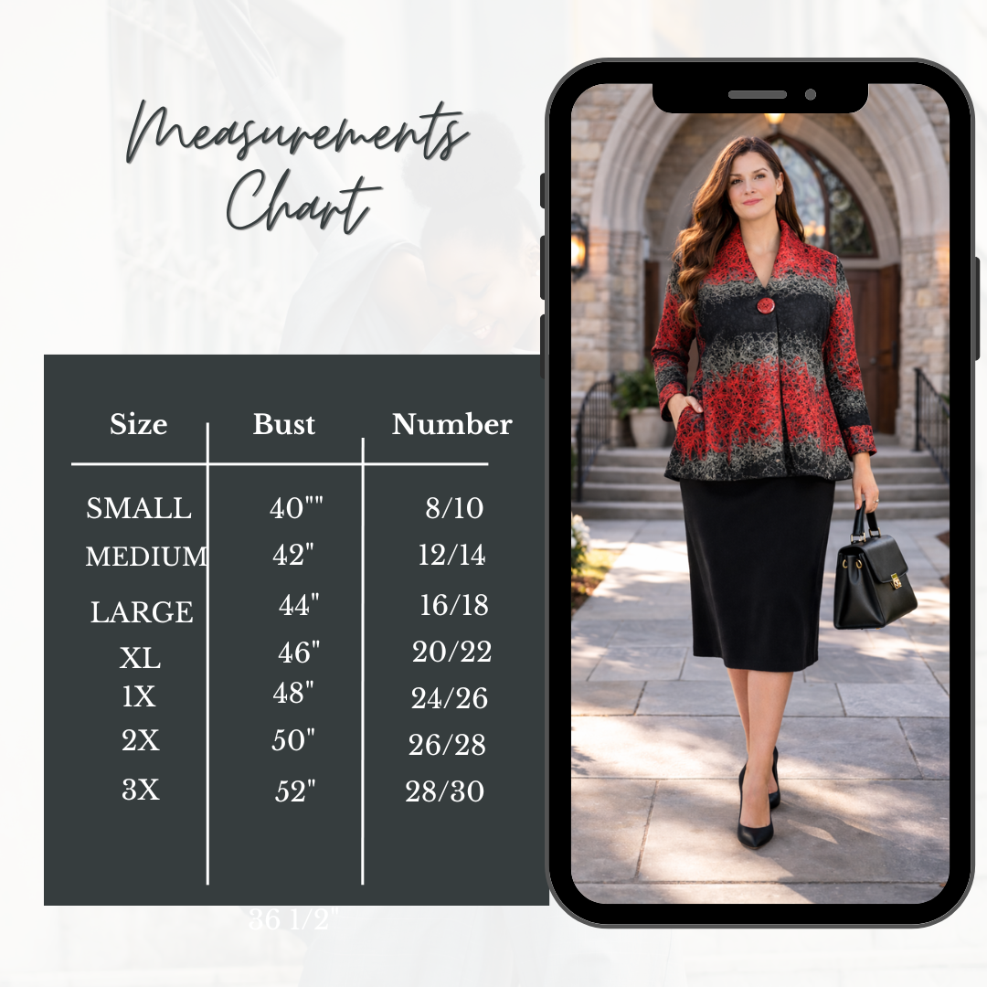 Red/Black/Gray Textured Jacket -3X.  Final Sale!  Cannot be Returned!