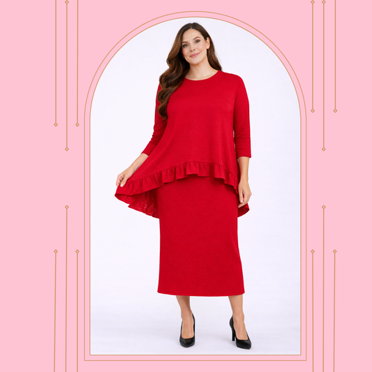 Red Textured Hi/Lo Top:  1X Final Sale!  Cannot be Returned!