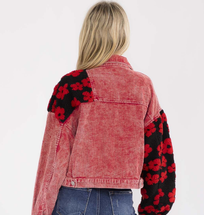 NEW! Red Corduroy/Sherpa Jacket: S-L