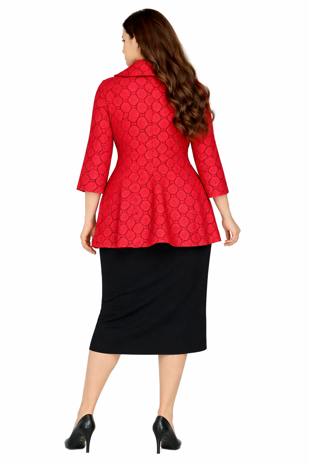 NEW! Red "Lace" Print Jacket: Medium