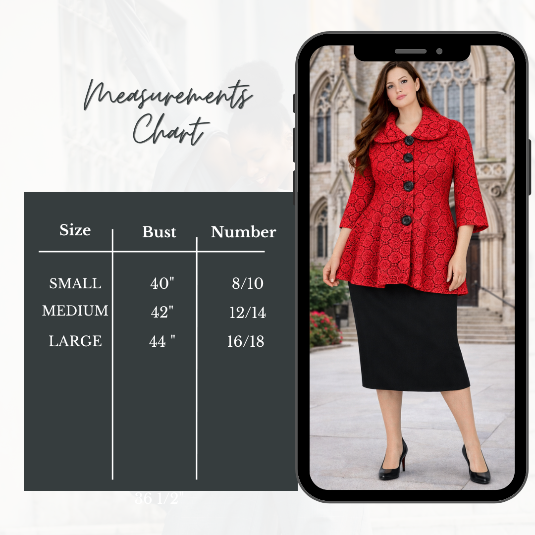 NEW! Red "Lace" Print Jacket: Medium