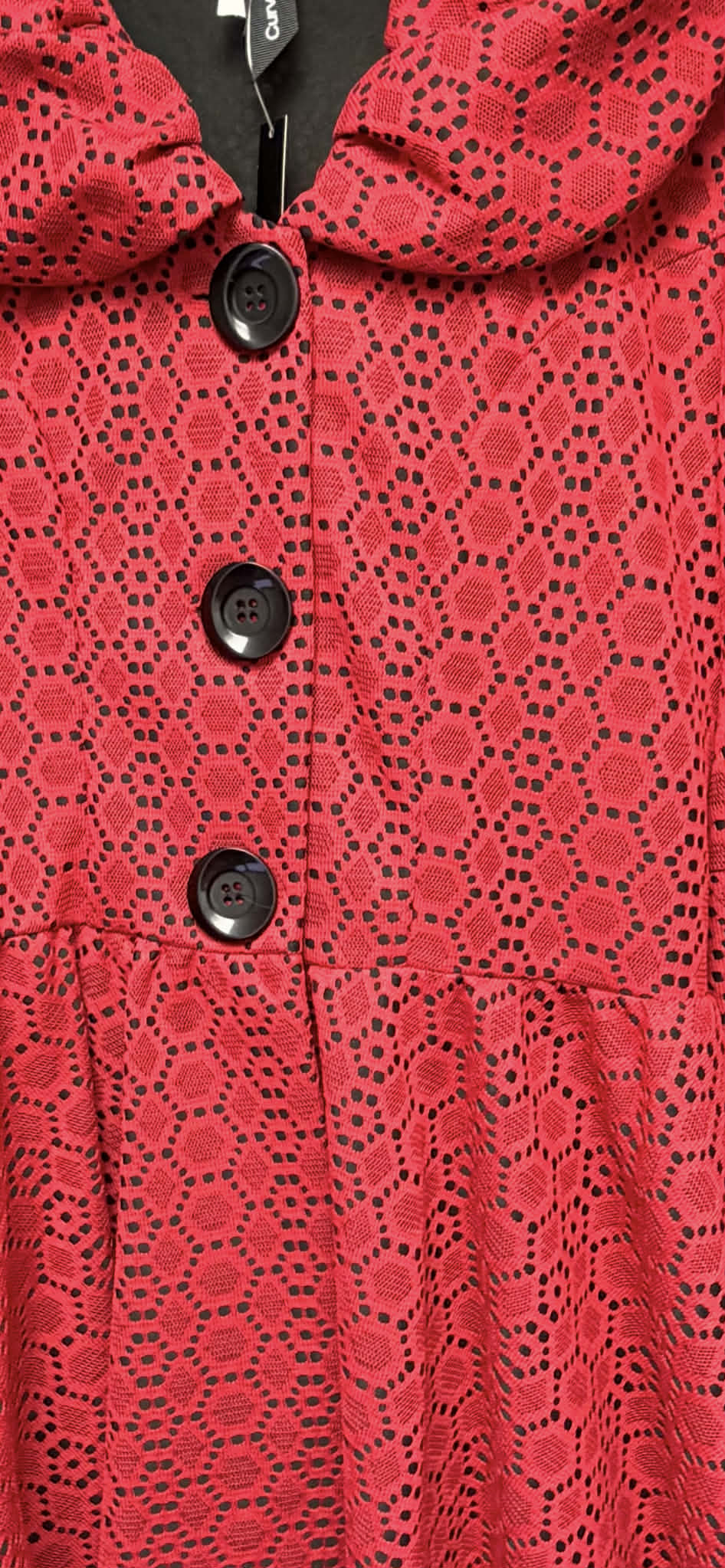 NEW! Red "Lace" Print Jacket: Medium