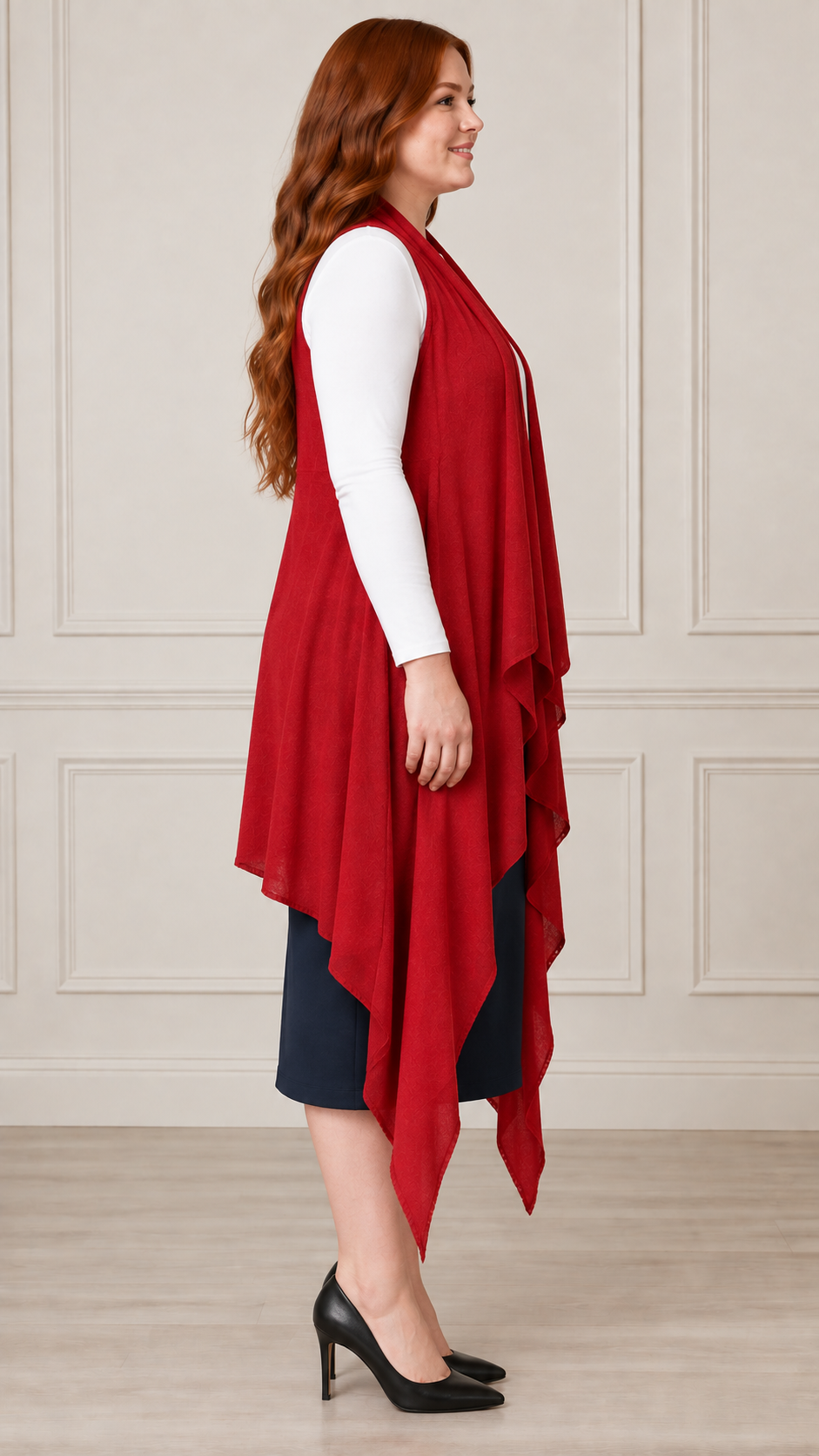 NEW! Red Stretch Knit Vest (One Size Fits Most Up To 1X)