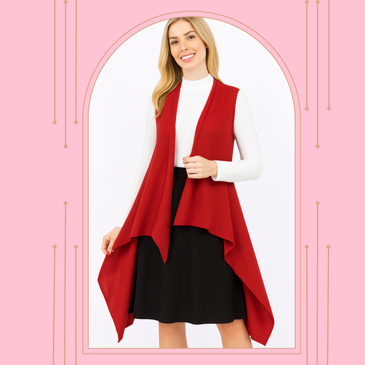 Red Long Vest (S-2X)  Arriving in Stock: 8/30