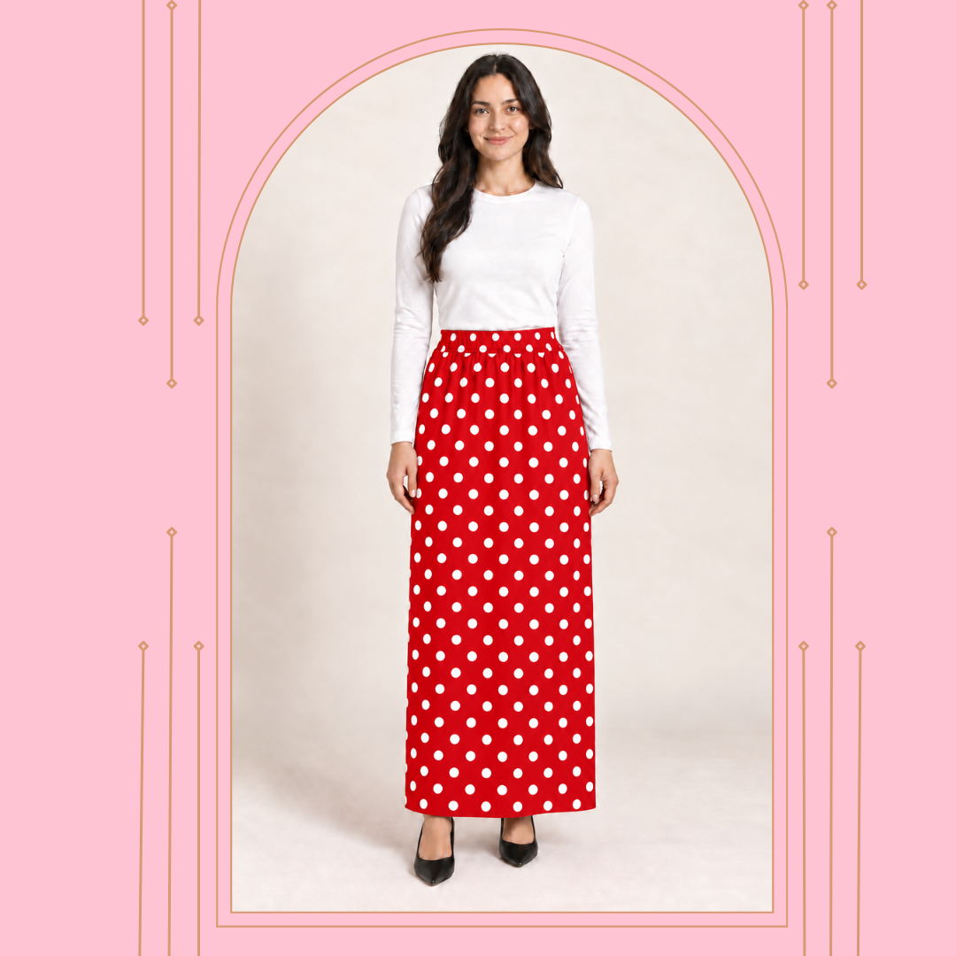 Red Polka Dot MAXI SKIRT : Small & XL  (Final Sale! Cannot Be Returned!