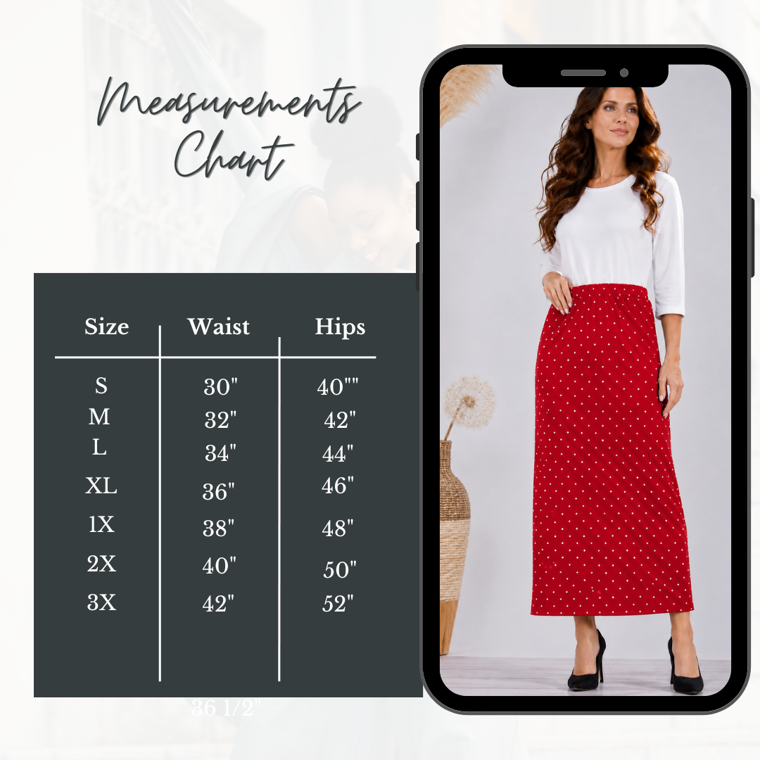 Pre-Order:  Red Polka Dot Maxi Skirt: S-3X  Arriving In Stock: Late July