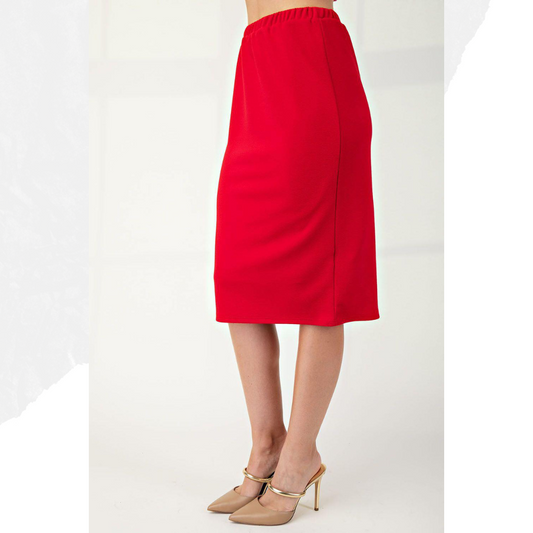 NEW! Magenta Red Midi Skirt:  S-3X