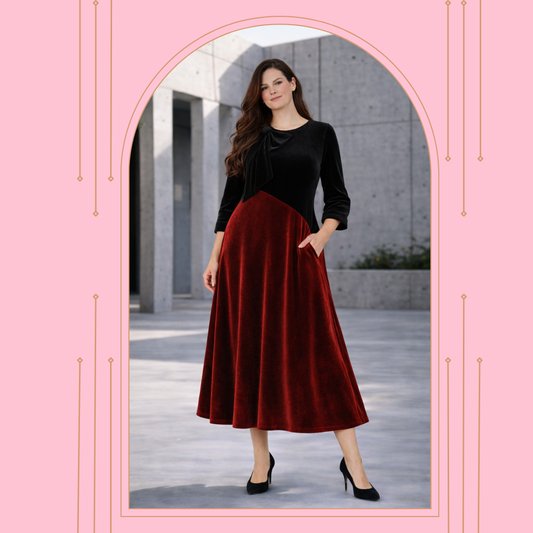 Red & Black Velvet Dress: S-M & XL-3X FINAL SALE! Cannot Be Returned!