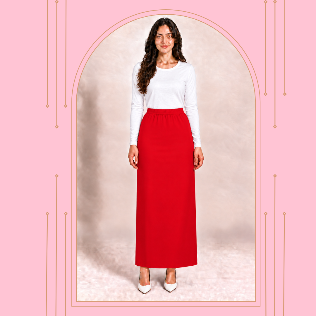 RED MAXI SKIRT : Medium  (FINAL SALE! Cannot Be Returned!)