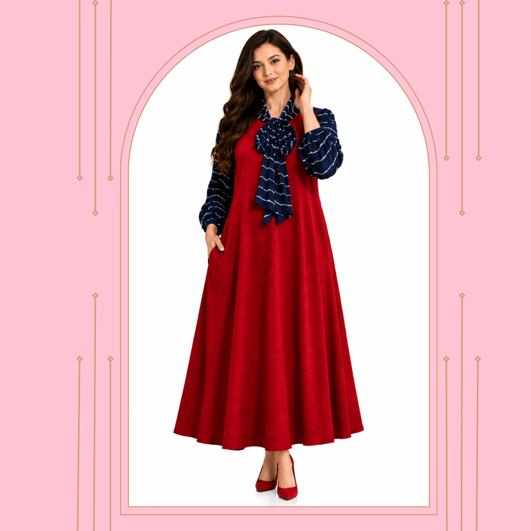Pre-Order: New! "Natalie" Navy/Red Bow Dress S-3X (Arriving In Stock Mid June)