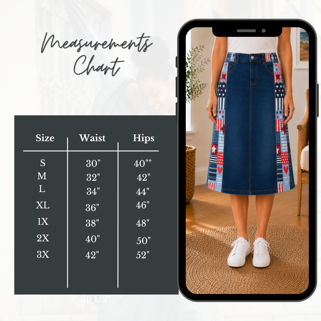 NEW! Stars/Hearts Jean Skirt: S-3X (Zipper/Button)