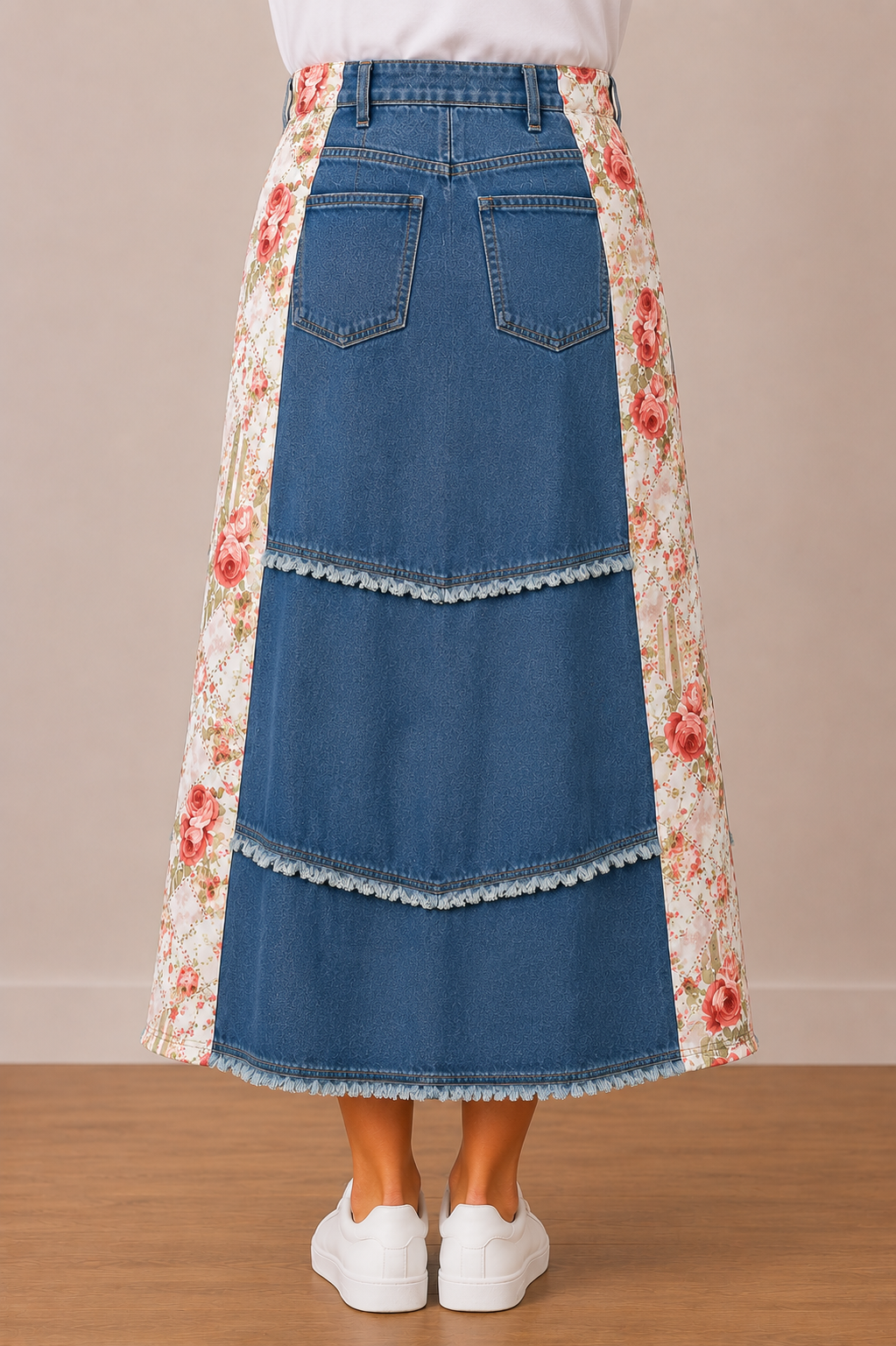 NEW! Vintage/Print Jean Skirt (Button/Zipper Front) S-3X
