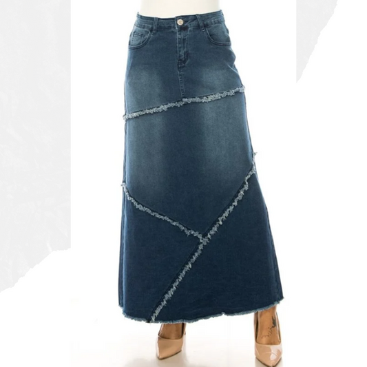 NEW! "Vivian" Indigo Maxi Jean Skirt! S-3X