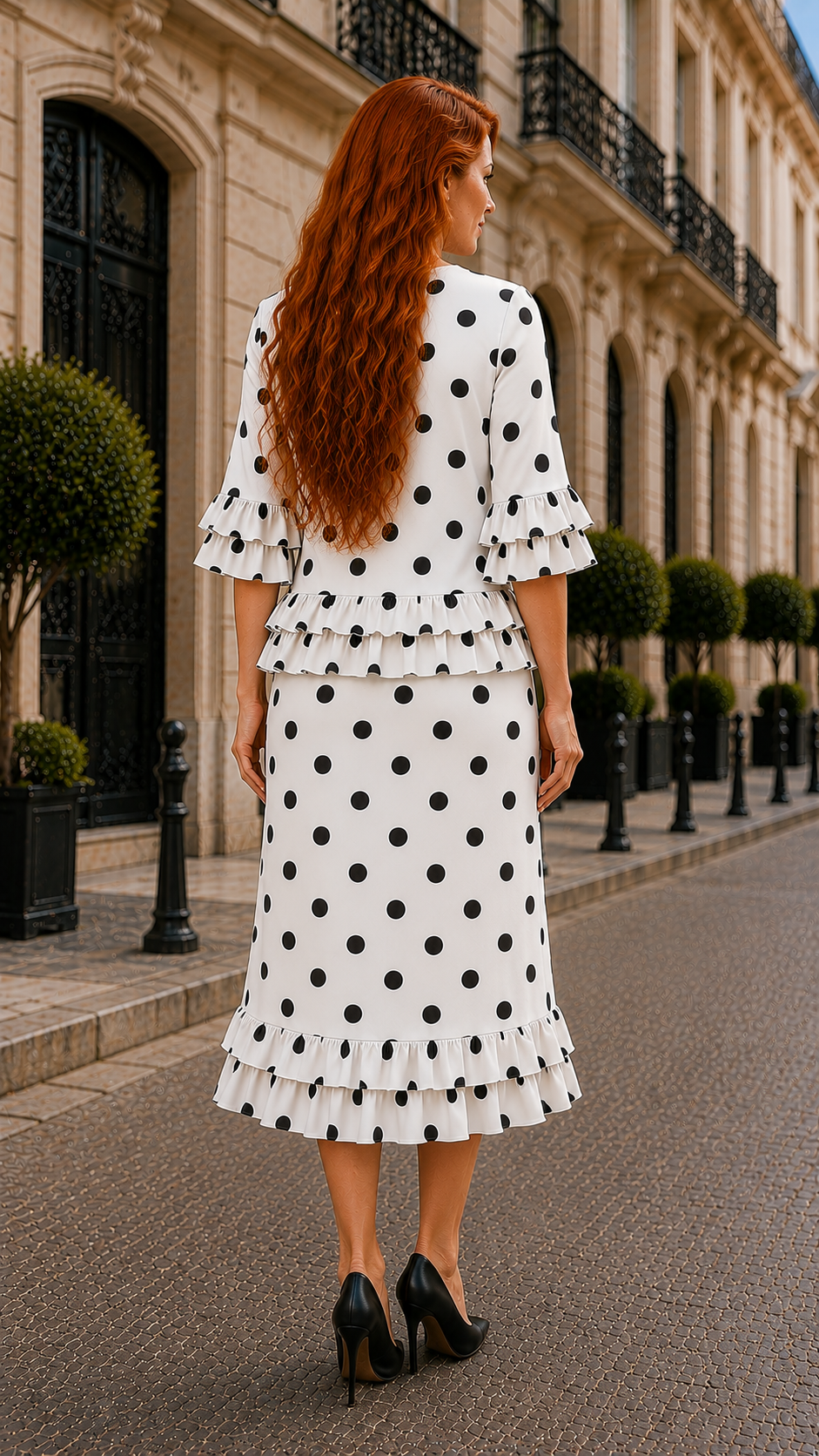 Pre-Order-NEW!  “Audrey”   White/Polka Dot- 2 Piece Set! S-3X  (Arrives late Sept/Early Oct)