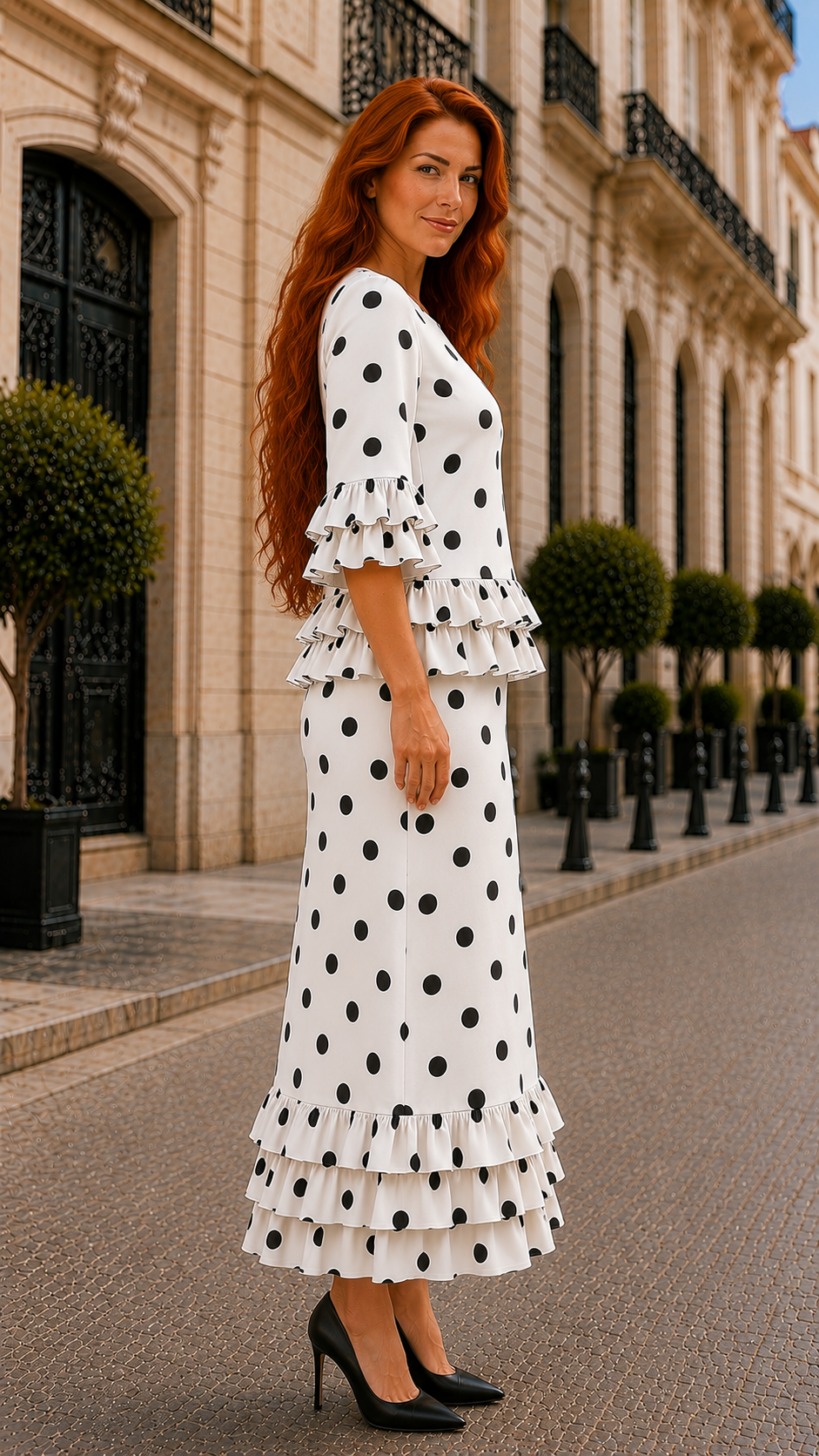 Pre-Order-NEW!  “Audrey”   White/Polka Dot- 2 Piece Set! S-3X  (Arrives late Sept/Early Oct)
