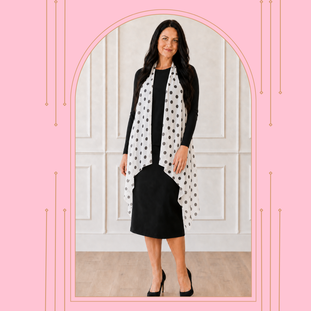 NEW White/Black Polka Dot Vest! ( One Size Fits Most Up to 1X)