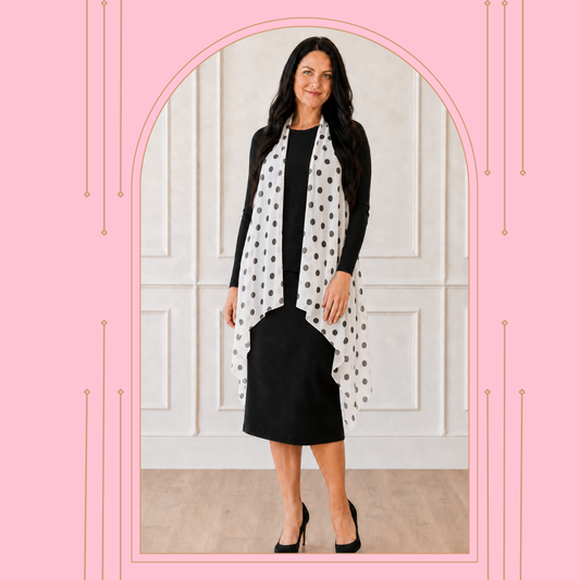 NEW White/Black Polka Dot Vest! ( One Size Fits Most Up to 1X)