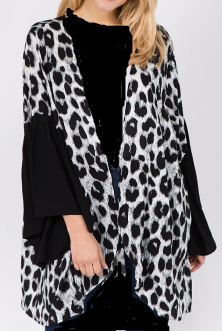 Black  Leopard Kimono (S-1X)