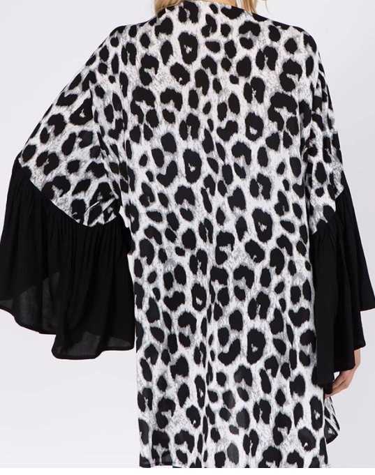 Black  Leopard Kimono (S-1X)